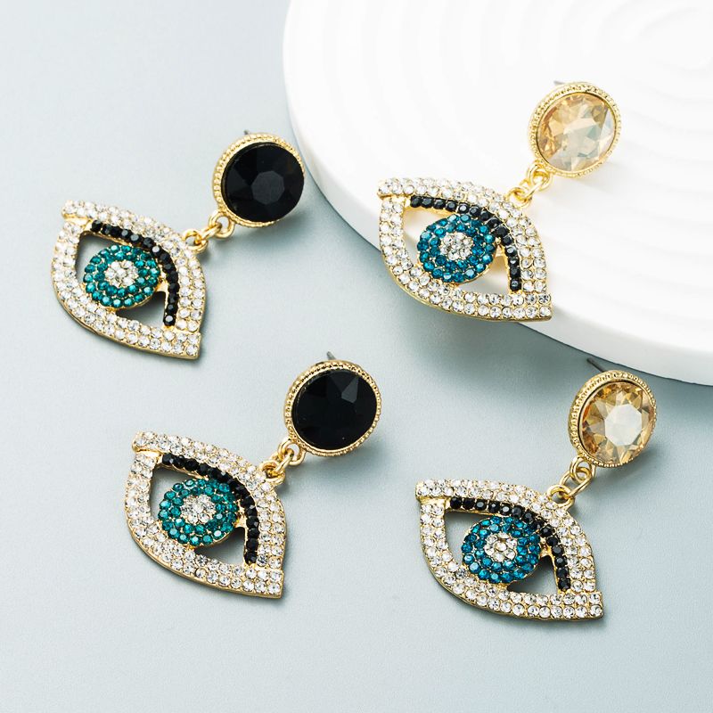 European And American Style Exaggerated Alloy Diamond-studded Eye Earrings Female