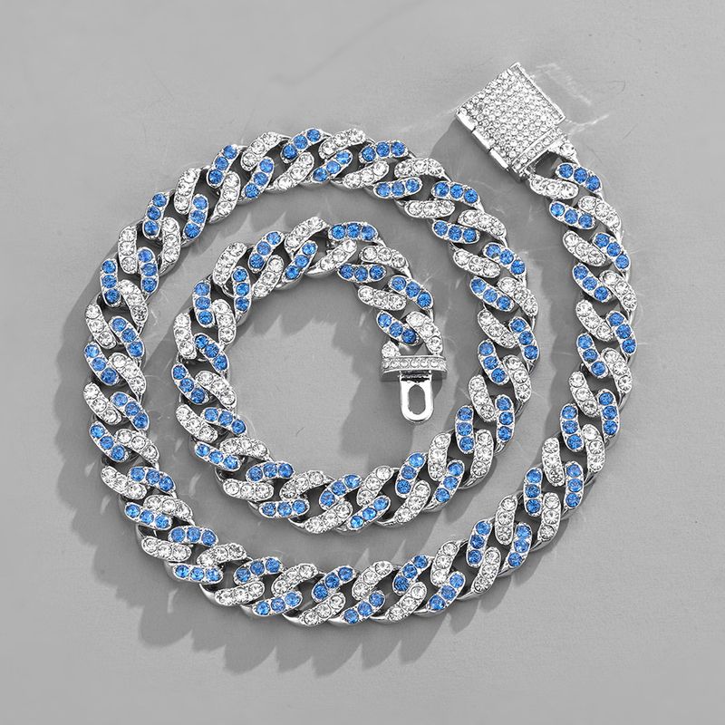 Großhandel Schmuck Hip Hop Geometrisch Zinklegierung Strasssteine Überzug Halskette