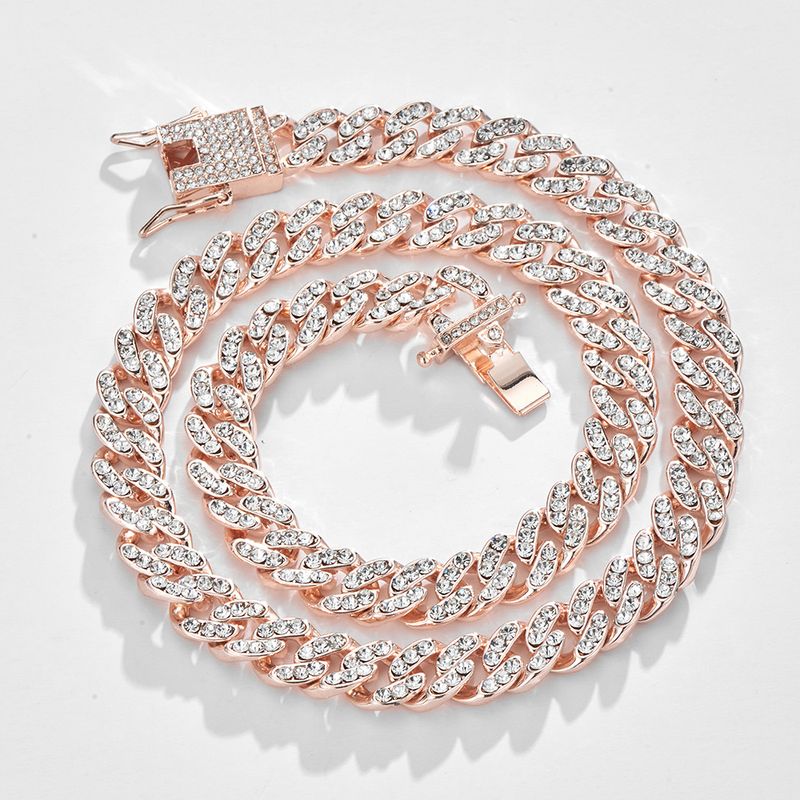 Hip-hop Alloy Full Of Diamonds Cuban Chain Anklet Necklace Wholesale