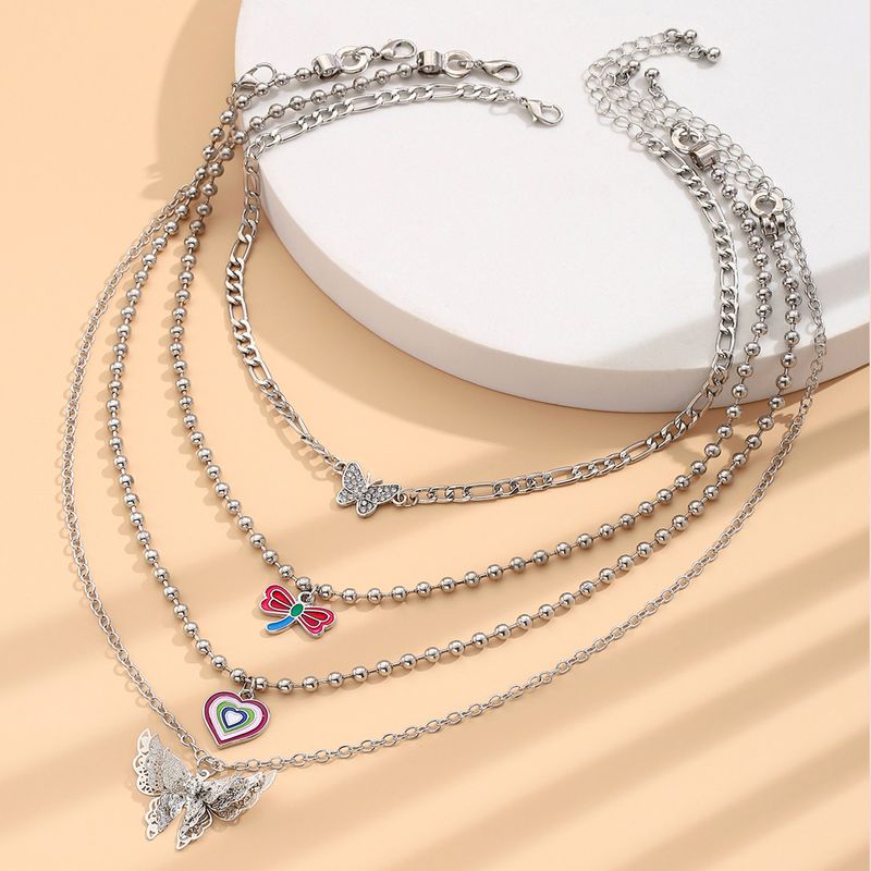 New  Fashion Female Necklace Jewelry Personalized  Butterfly Love Pendant Multi-piece Necklaces Set