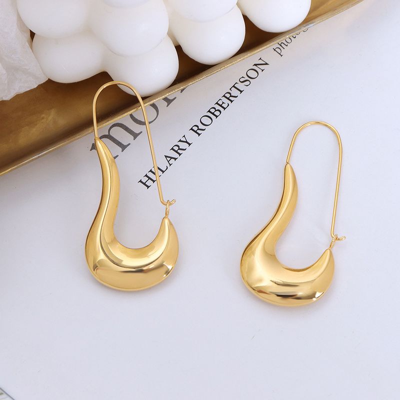 Simple Titanium Steel Plated 18k Gold Geometric Heterosexual Earrings