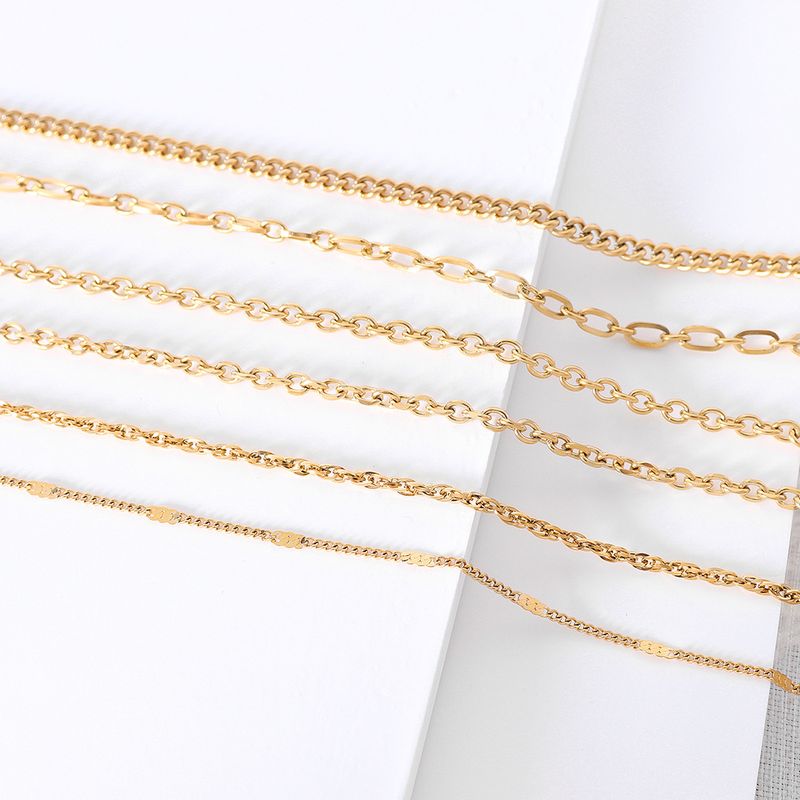 Simple Titanium Steel Plated 18k Gold Jewelry Bare Chain Necklace