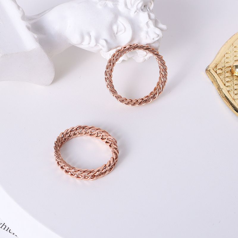 European And American Simple Chain Ring Rose Gold Ring Titanium Steel Jewelry