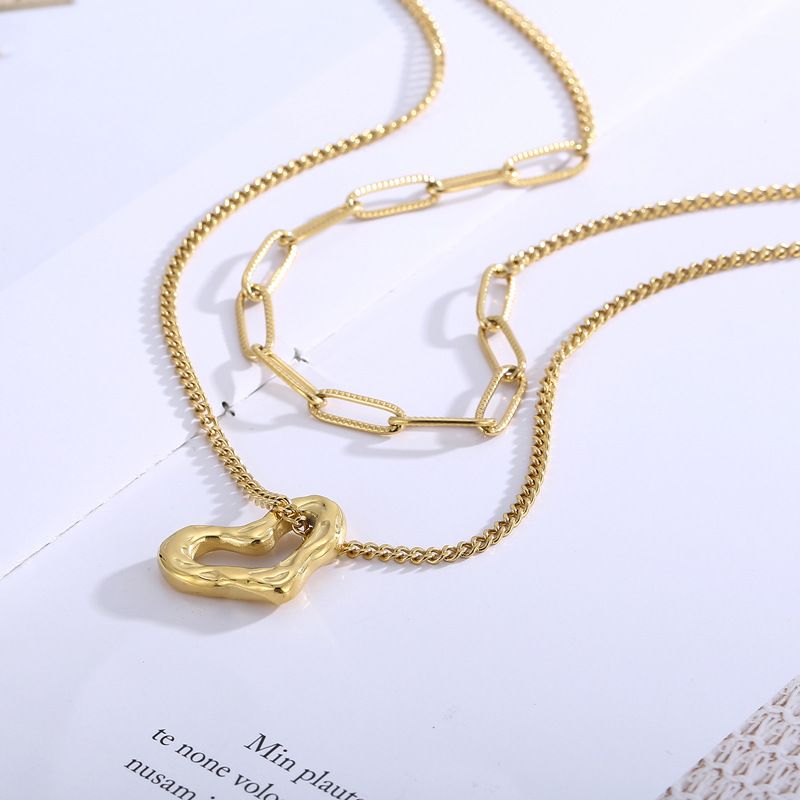 Acero Titanio Chapados en oro de 18k Moda Enchapado Corazón Collar