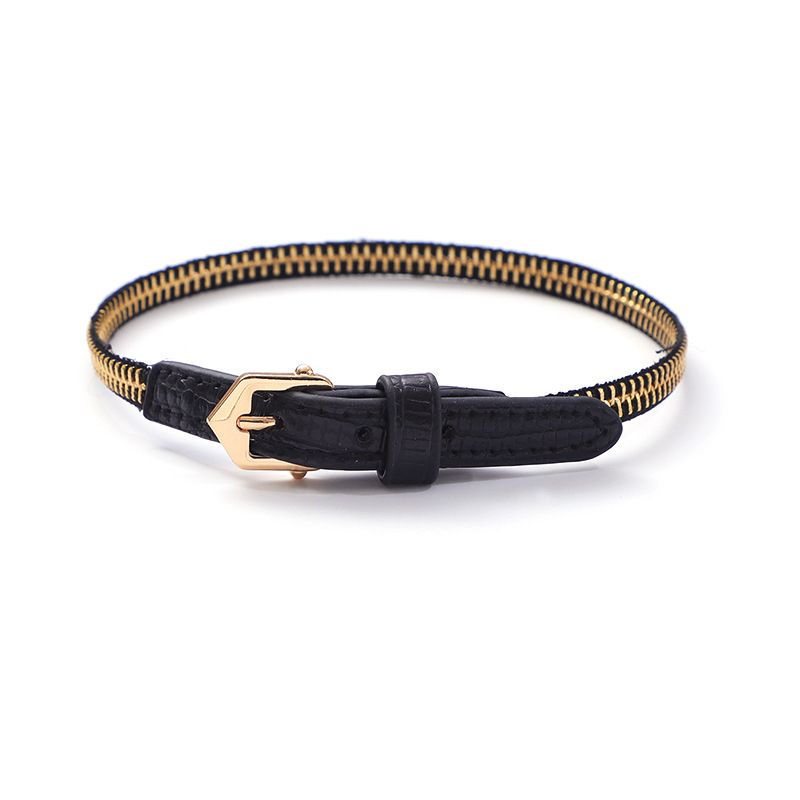 Creative Retro Winding Hip-hop Zipper Belt Buckle Single Circle Bracelet