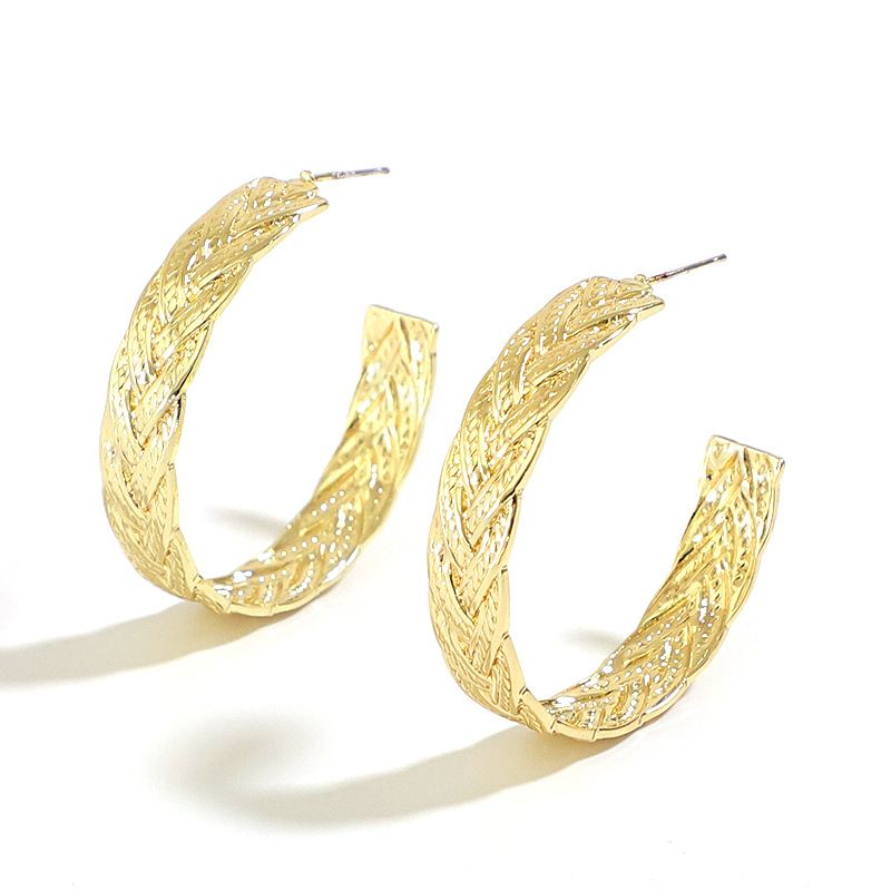 Geometric Personality C-shaped Gold-plated Earrings Personality Texture Fashion Earrings Wholesale