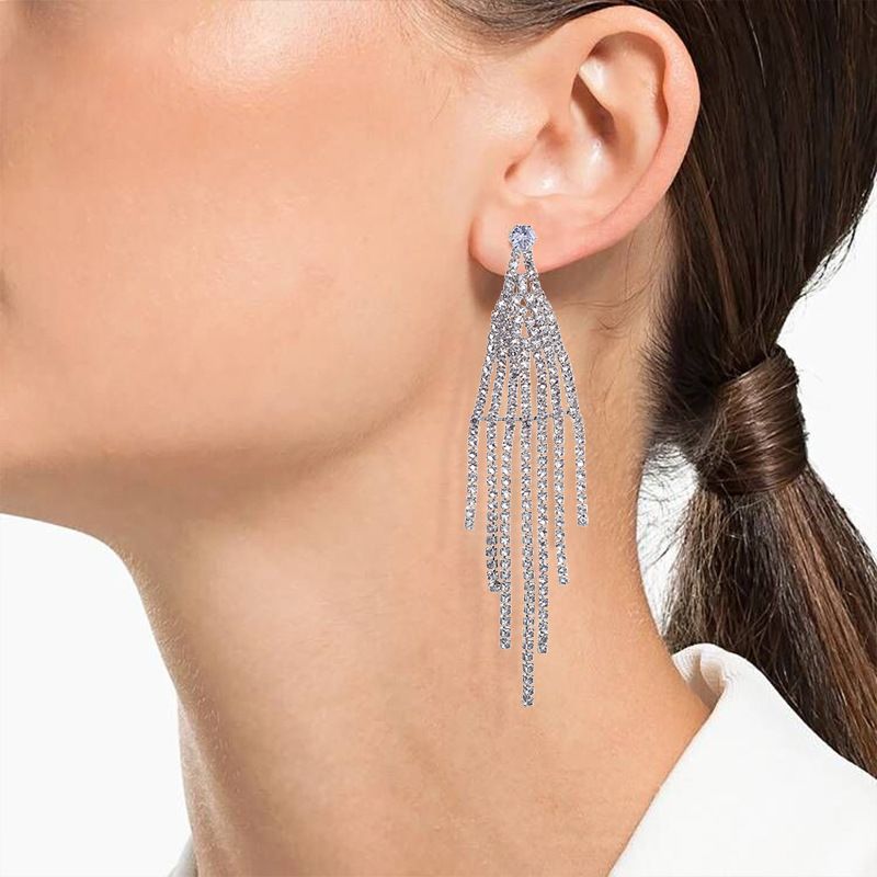 European And American Zircon Earrings Tassel Diamond Claw Chain Earrings Wholesale