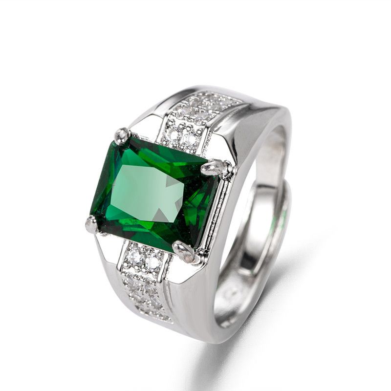 Anillo De Moda De Esmeralda Con Zafiro Verde Y Diamantes De Zafiro Europeo Y Espinela