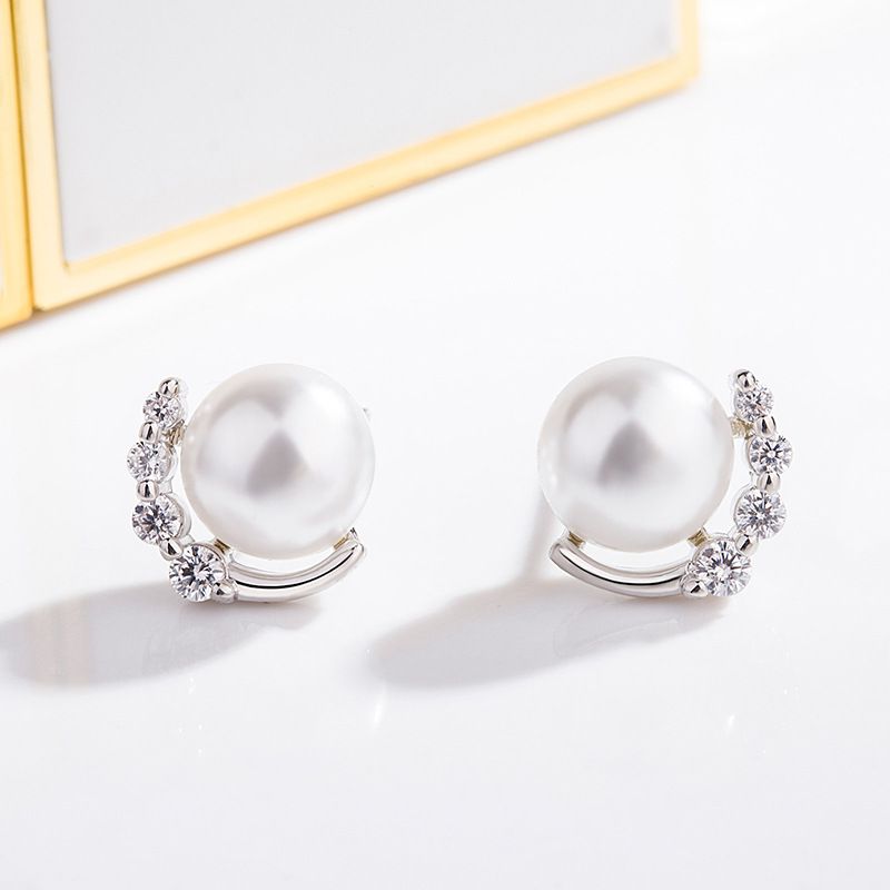 Boucles D&#39;oreilles En Perles Version Coréenne Boucles D&#39;oreilles En Perles De Zircon Diamant Boucles D&#39;oreilles Tempérament Bijoux De Mode Simples