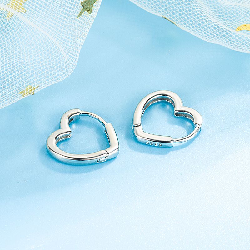 Korean Heart-shape Copper Inlaid Zircon Earrings Wholesale