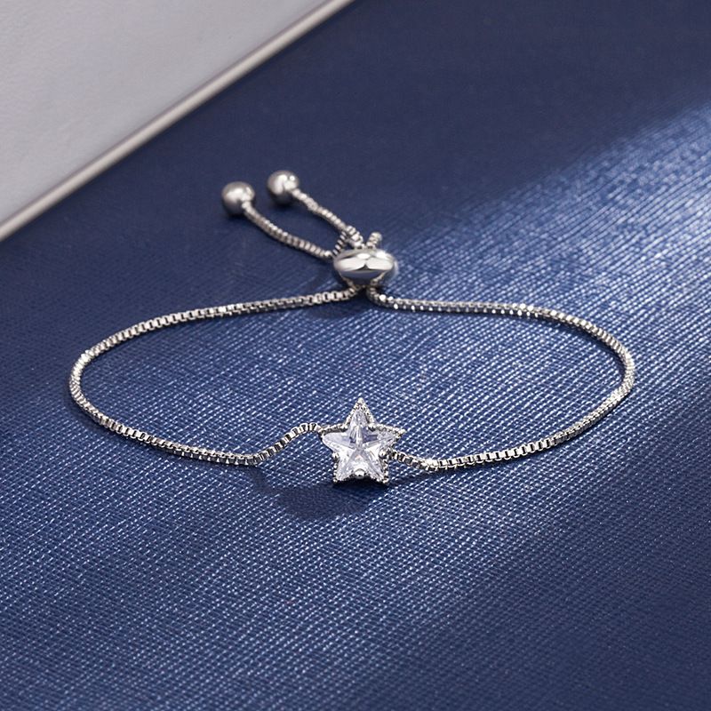 Pulsera De Cobre De Estrella De Cinco Puntas Con Diamantes De Estilo Coreano Al Por Mayor