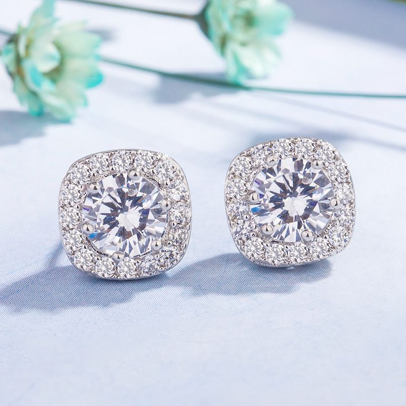 South Korea's New Fashion Hollow Square Zircon Earrings Crystal Star Fashion Cool Style Jewelry