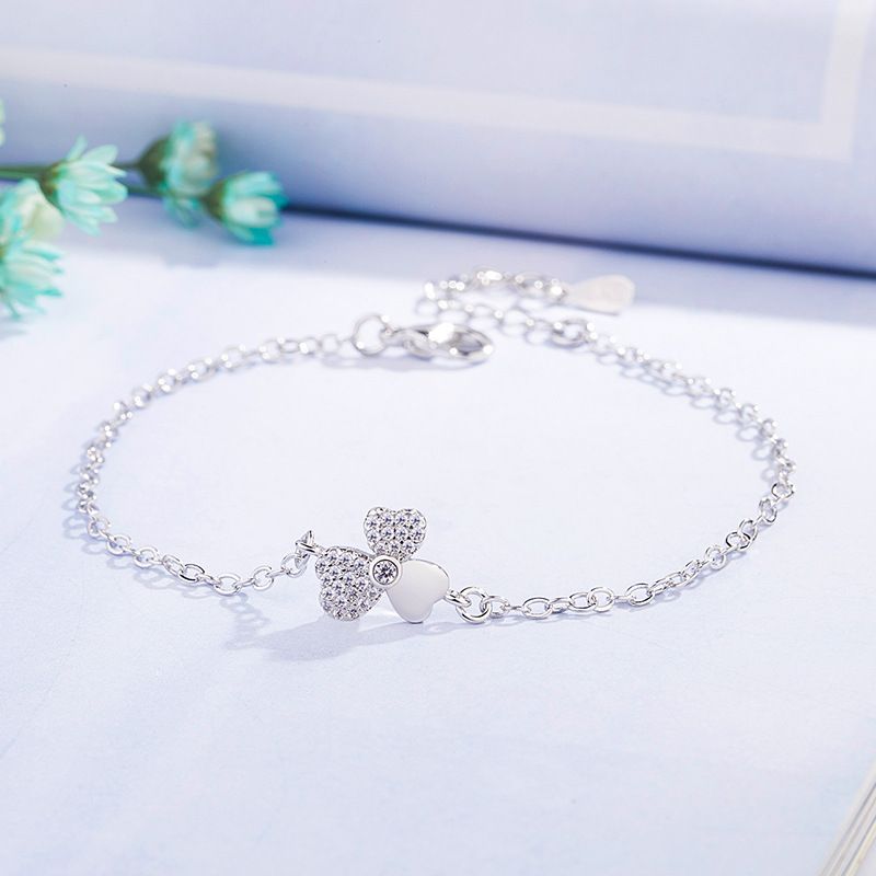 Koreanische Version Des Neuen Kleeblumen-diamant-zirkonblatt-kupferarmbandes