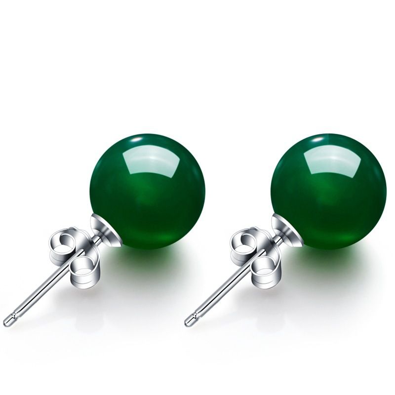 Koreanischer Stil Mode Natürliche Grüne Chalcedon Ohrringe Kristall Ohrringe Schmuck Großhandel