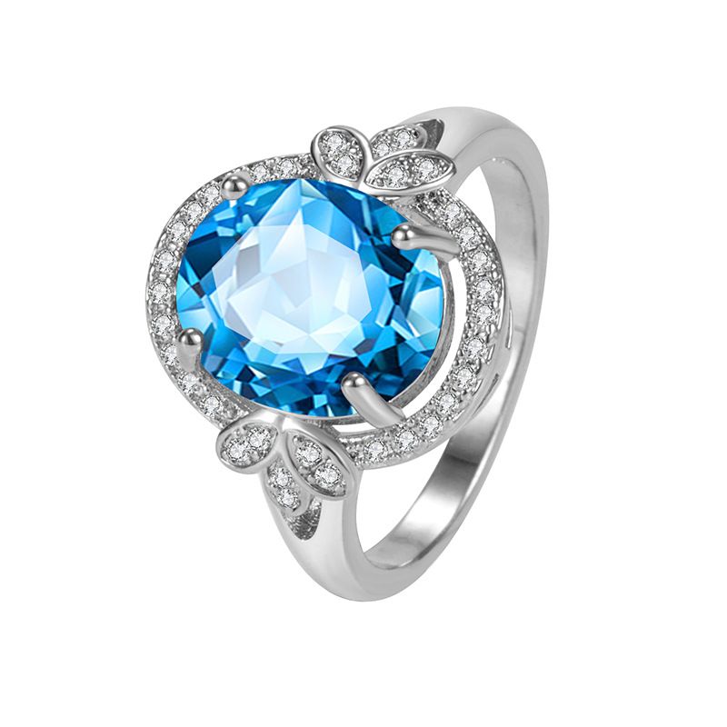 Circón Azul Anillo De Zafiro Mariposa De Diamantes Europeos Y Americanos Joyería De Moda