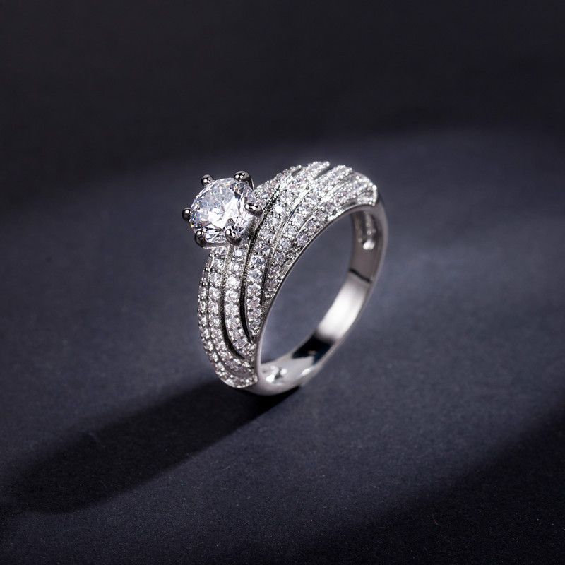 Full Zircon Engagement Elegant And Fashionable Full Diamond Ring Zircon Jewelry