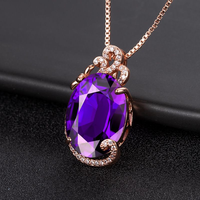 Colgante De Diamantes De Imitación Púrpura Tachonado De Diamantes Collar Colgante De Diamantes Completo Joyería De Moda
