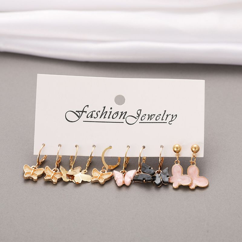 Fashion Acrylic Butterfly Earrings Set 5 Pairs Of Creative Simple Butterfly Pendant Earrings Wholesale