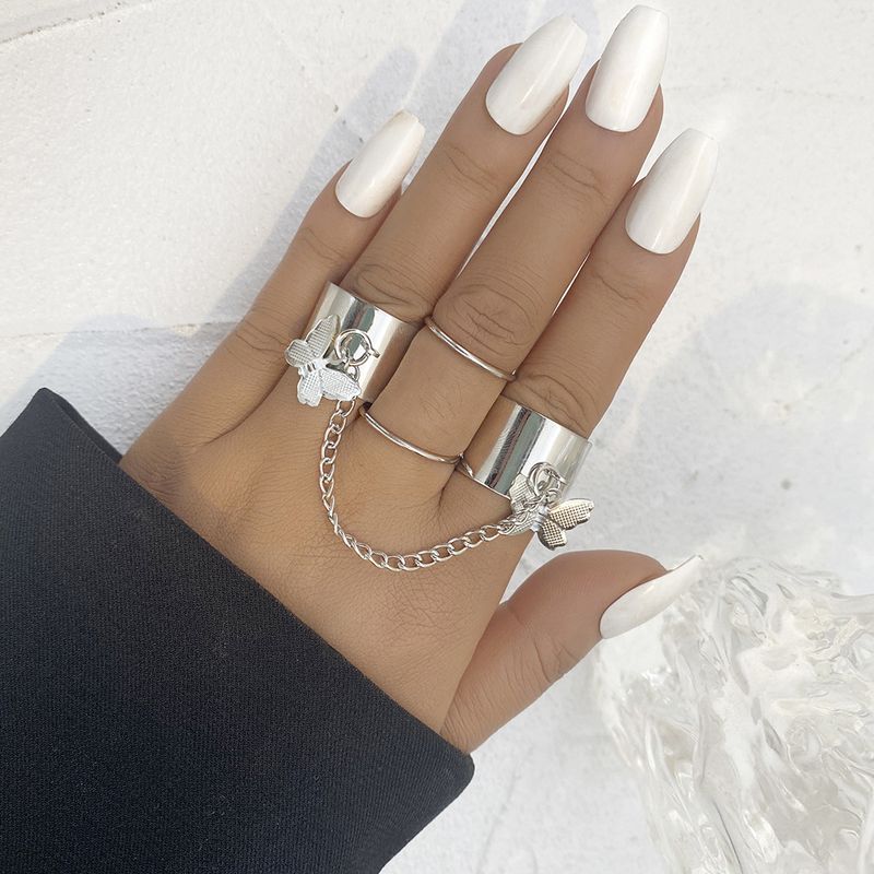 Chain Combination Butterfly Ring Creative Punk Open One-piece Index Finger Ring Wholesale