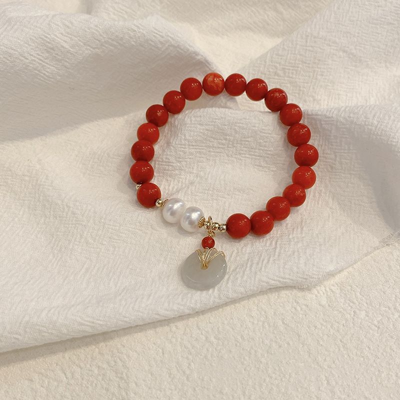 Pulsera De Perlas De Cornalina Del Año Del Zodíaco, Pulsera Colgante De Calabaza De Estilo Chino Femenino