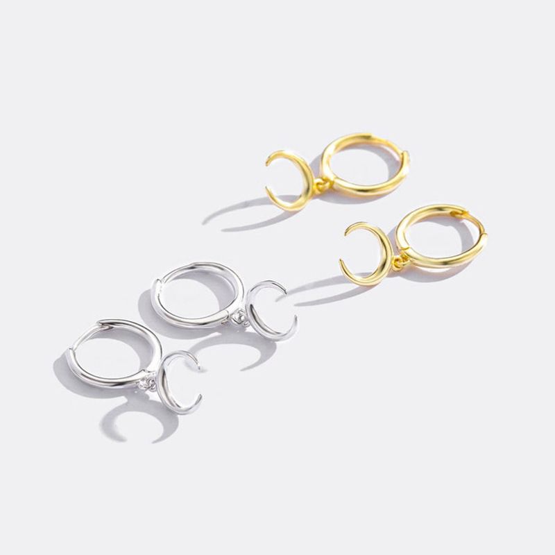 Fashion Geometric Moon Crescent S925 Silver Earrings Wholesale