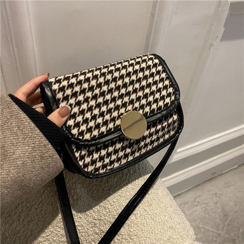 Popular Fashion Plaid Check Pattern Small Square Messenger Bag