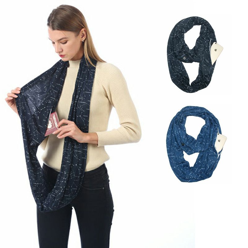Wholesale Europa Und Amerika Herbst Und Winter Sternschal Wärme Mode Lagerung Reißverschluss Tasche Schal