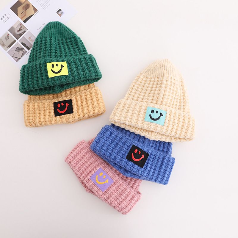 Fashion Children's Woolen Hat Winter Smiley Face Knitted Hat