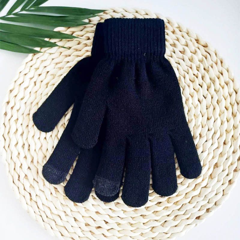 Winter Gloves Men Women Thickened Velvet Outdoor Warm Wool Touch Screen Knitted Gloves