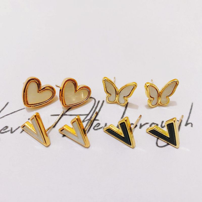 Schmetterling Herz Buchstabe V Mode Ohrringe Einfache Neue Ohrringe