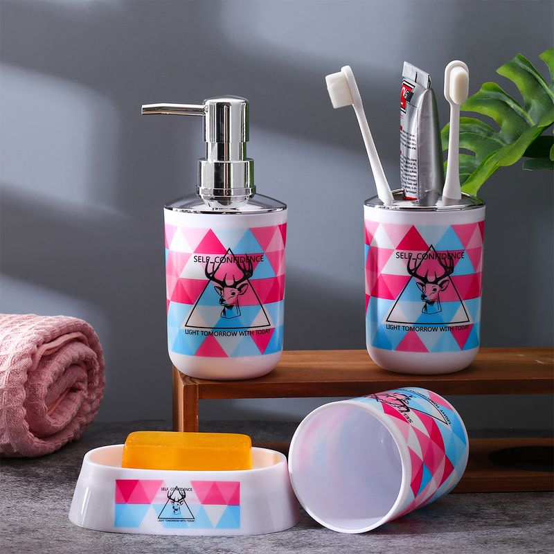 Drucken 350ml Badezimmer-set Lotionsflaschen Zahnbürstenhalter Mundwasserbecher Seifenschale Set