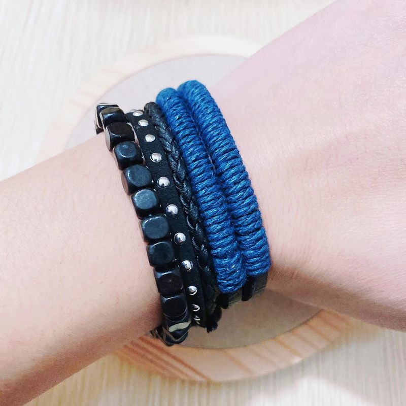 European And American Trend Leather Bracelet Punk Style Hand-woven Multi-layered Leather Bracelet