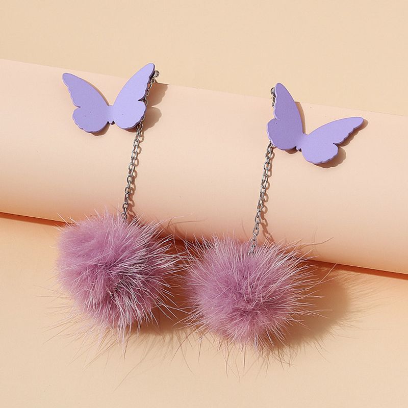 European And American Big-brand Creative Trendy Popular Frosted Butterfly Mink Earrings