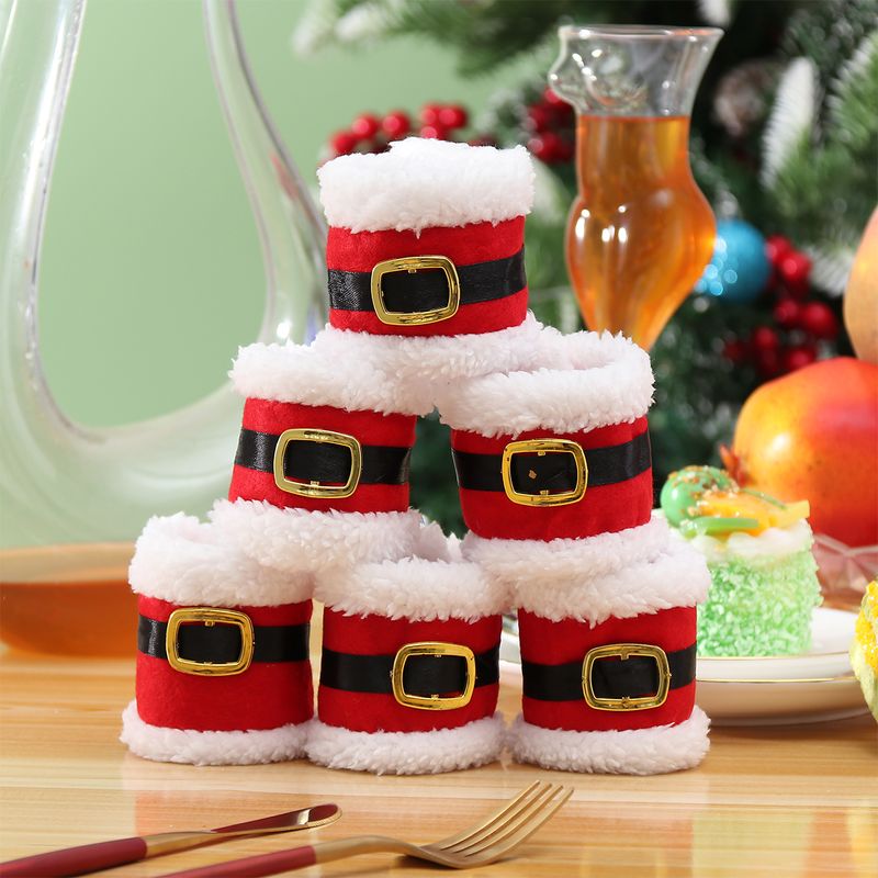 One Set Of 6 Christmas Clothes Belt Buckle Napkin Ring Napkin Set Christmas Tableware Buckle