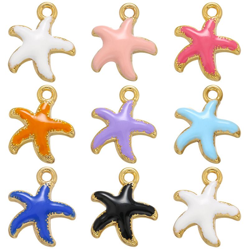 Color Drop Oil Starfish Small Pendant Five-pointed Star Diy Jewelry