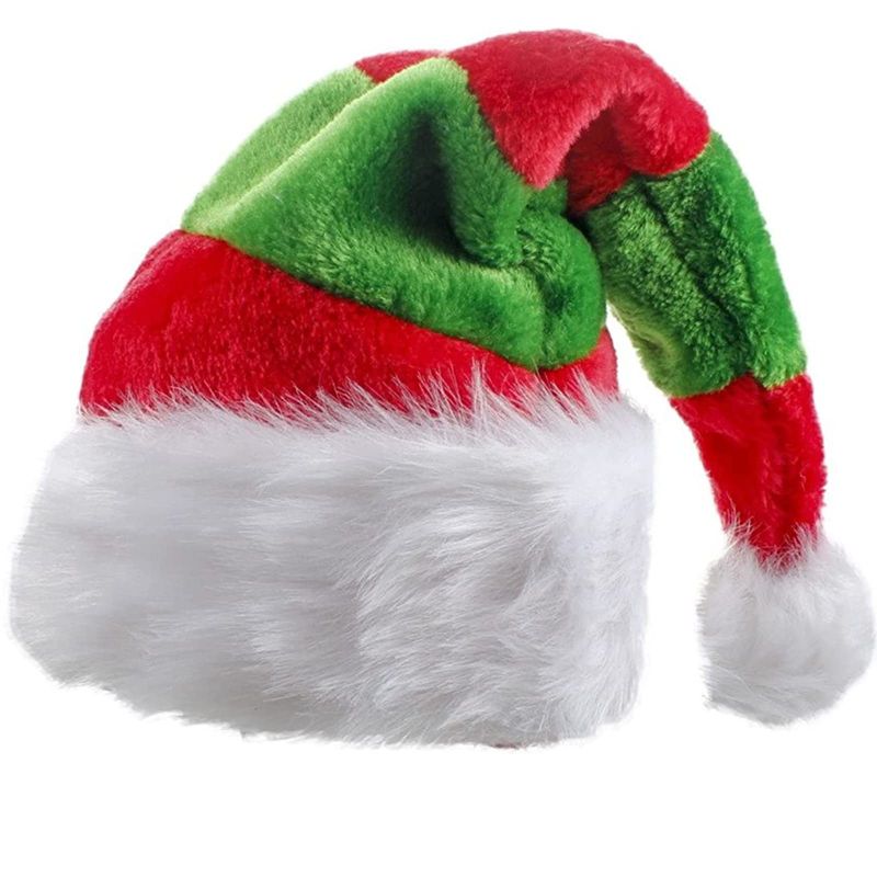 Chapeau De Noël Rouge Et Vert Enfants 30*42cm Adapté Aux 5-15 Ans