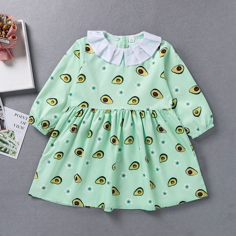 Fashion Stitching Lapel Avocado Children's Skirt Wholesale