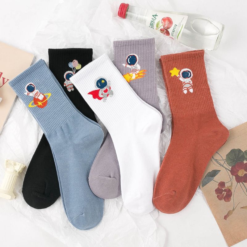 Astronaut Socks Women's Tube Socks Autumn And Winter Korean Cartoon Thick Stockings