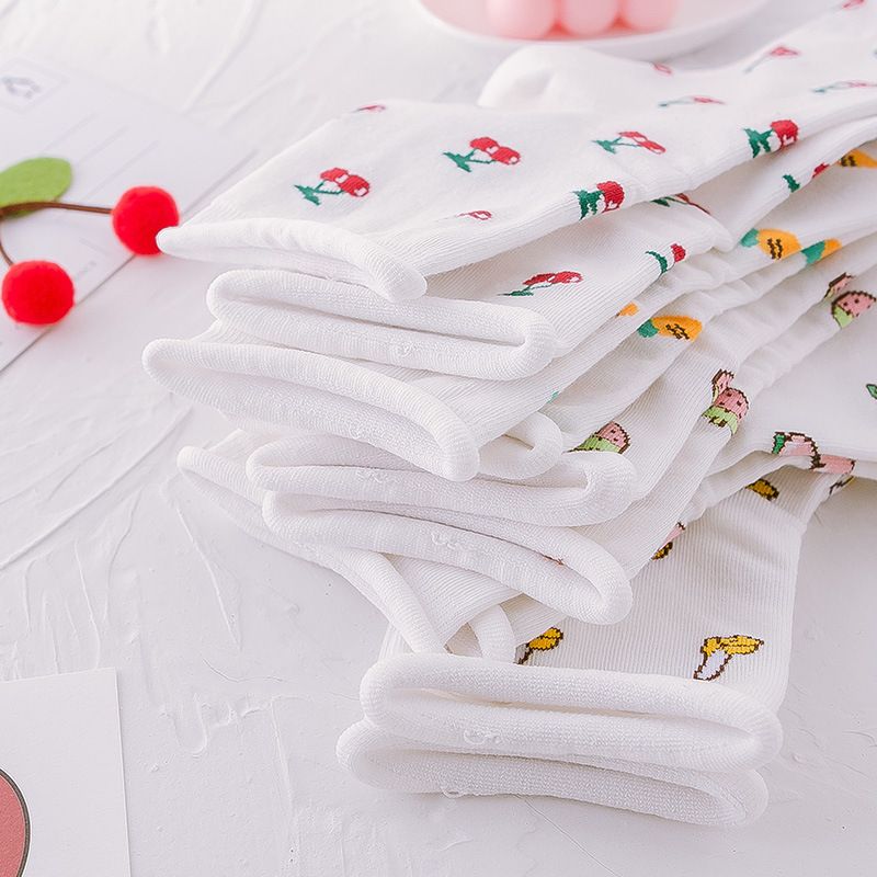 Spring And Summer New Cartoon Fruit Pure Cotton Curling Korean Ladies Socks Wholesale