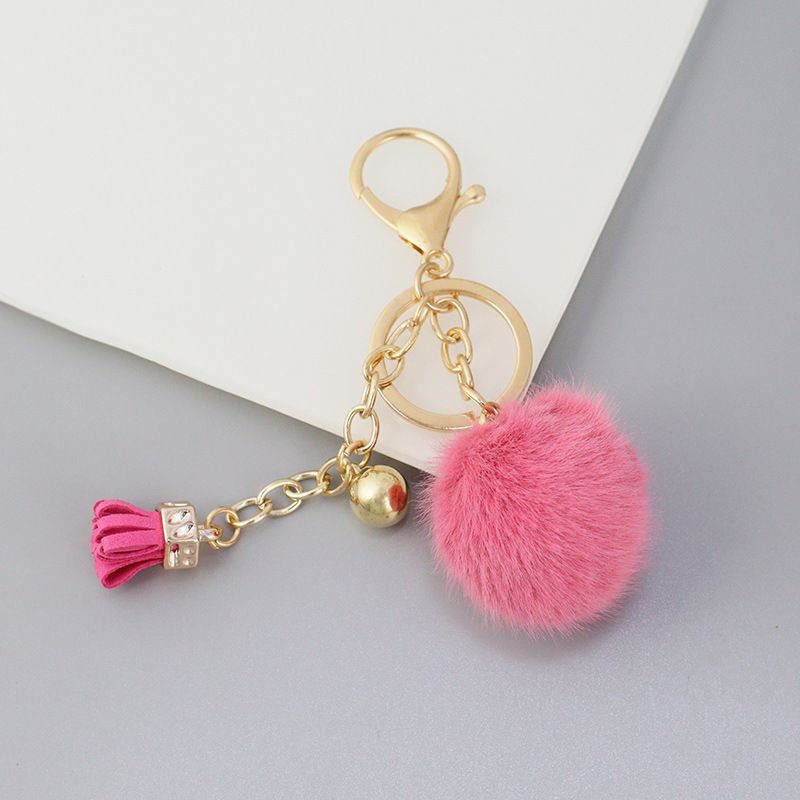 Creative Keychain Cute Tassel Fruit Color Hair Ball Car Key Chain