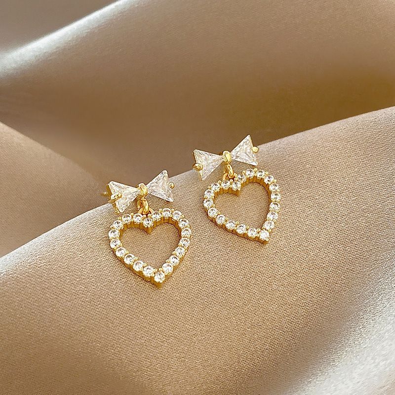 Boucles D&#39;oreilles D&#39;amour De Style Coréen Boucles D&#39;oreilles Arc Personnalisées En Micro Diamant Et Zircon