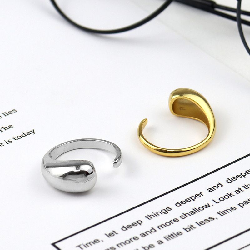 Fashion Drop-shaped Ring Simple Smooth Opening Adjustable Ring Index Finger Copper Ring