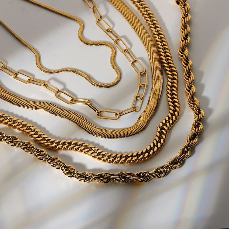 Verdrehte Kubanische Kette 18k Vergoldete Edelstahl Halskette Hip Hop Halskette Großhandel