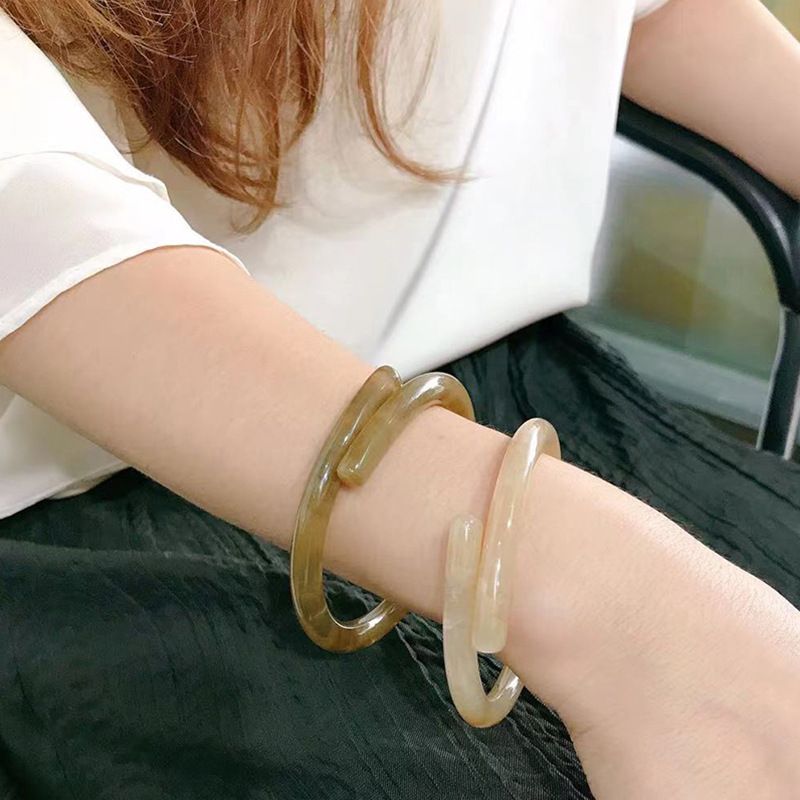 Bracelet En Résine Intercalé De Mode Bracelet Simple Acrylique Réglable Irrégulier Transparent