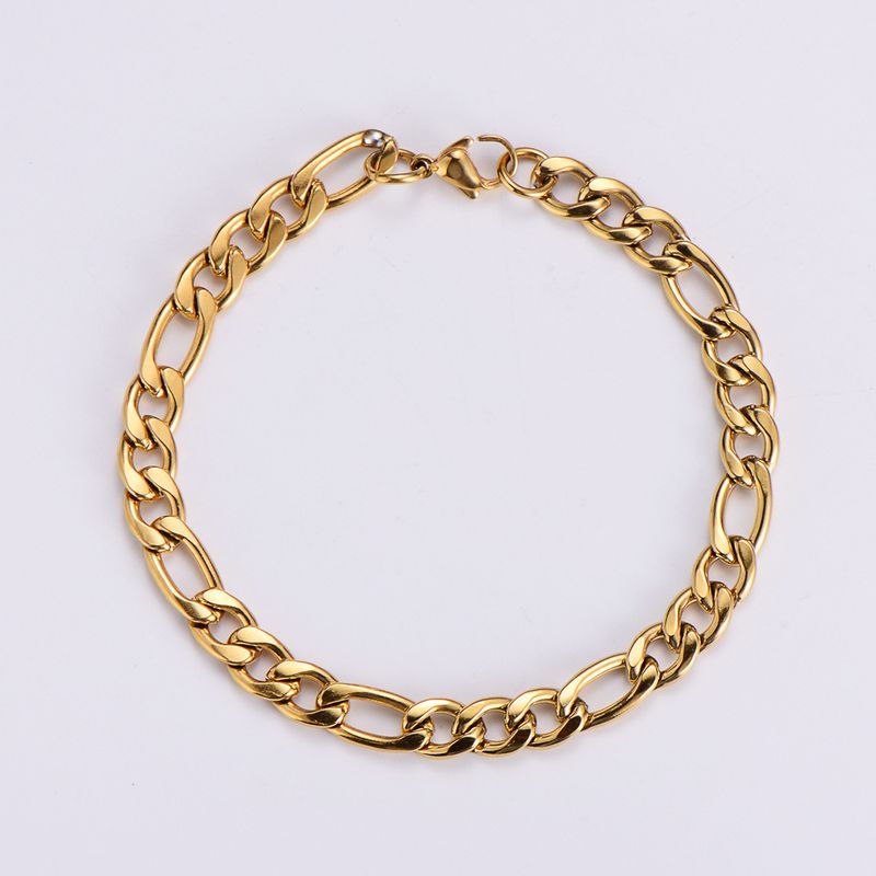 Hip-Hop Geometric 304 Stainless Steel Inlaid Gold No Inlaid 18K Gold Plated Men'S Bracelets