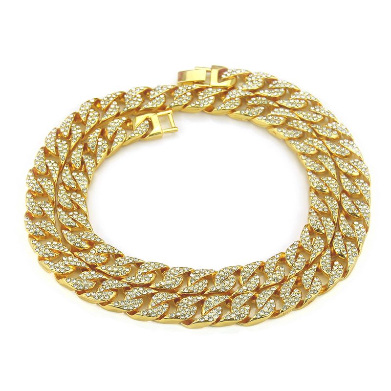 New Men's Hip Hop Diamond Chain Fashion Cuban Chain Alloy Necklace Wholesale