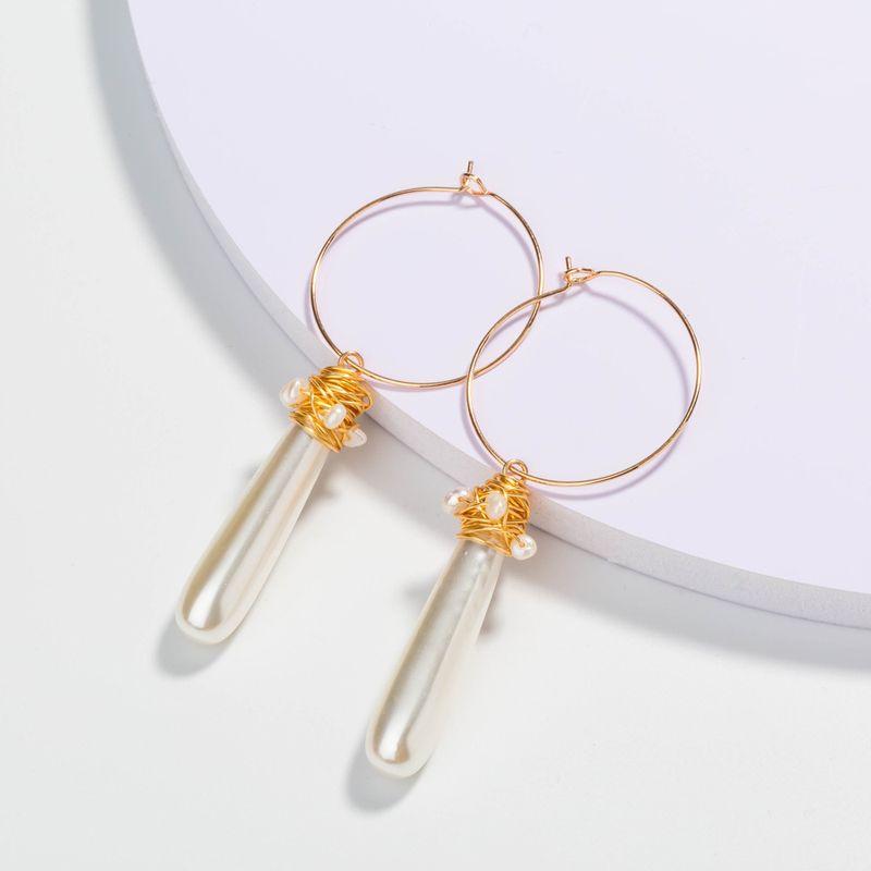 Korean Female Baroque Pearl Matte Gold Earrings Wholesale