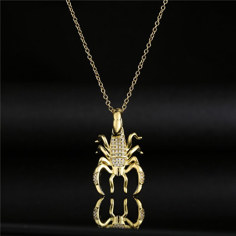 European And American Hip-hop Copper Micro-inlaid Zircon Scorpion Pendant Necklace Wholesale