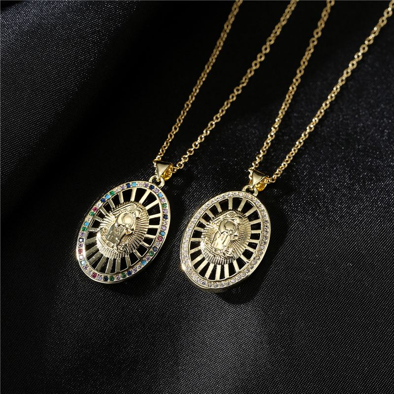 New Copper Micro-inlaid Zircon Jewelry 18k Gold Plated Hollow Geometric Pendant Necklace