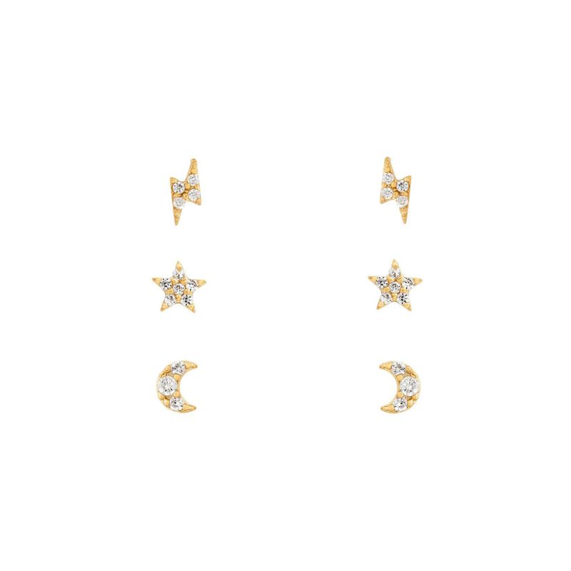 Boucles D&#39;oreilles Éclair De Lune Étoile De Style Simple Boucles D&#39;oreilles En Cuivre